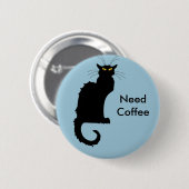 Badge Rond 5 Cm Bouton grognon de café du besoin de chat (Devant & derrière)