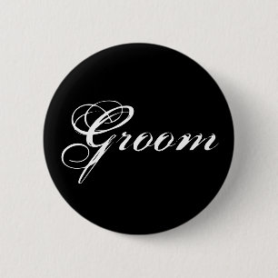 Badge Rond 5 Cm Bouton Groom en noir