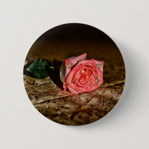 Badge Rond 5 Cm Bouton Gros plan de rose