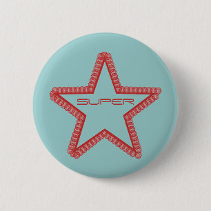 Badge Rond 5 Cm Bouton Grunge Superstar, Rouge