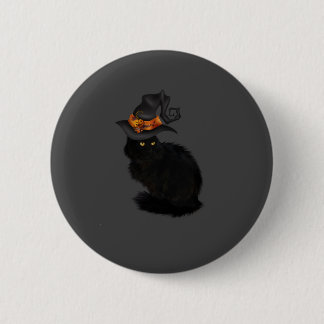 Badge Rond 5 Cm Bouton Halloween Chat noir