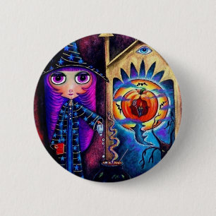 Badge Rond 5 Cm Bouton Halloween de la fenêtre magique