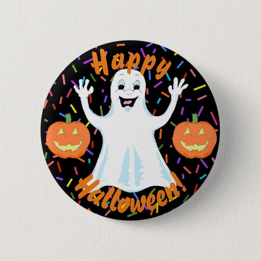 Badge Rond 5 Cm Bouton Halloween Ghost Happy (Devant)