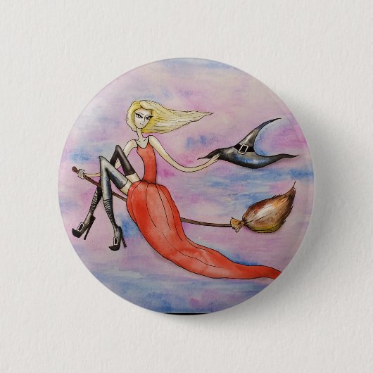 Badge Rond 5 Cm Bouton Halloween Happy Witch (Devant)