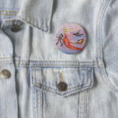 Badge Rond 5 Cm Bouton Halloween Happy Witch (En situation)