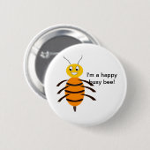 Badge Rond 5 Cm Bouton Happy Busy Bee (Devant & derrière)