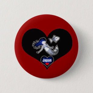 Badge Rond 5 Cm Bouton Heart Japan Mermaid Pinback