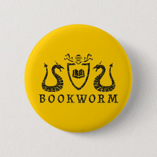 Badge Rond 5 Cm Bouton héraldique de rat de bibliothèque