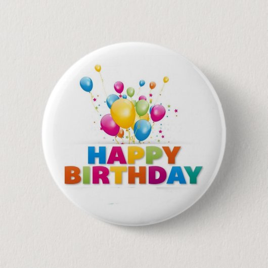 BADGE ROND 5 CM BOUTON "HEUREUX BALLONS D'ANNIVERSAIRE" (Devant)