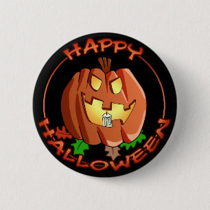 Badge Rond 5 Cm Bouton heureux de citrouille de Halloween