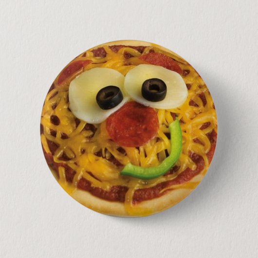 Badge Rond 5 Cm Bouton heureux de pizza de visage (Devant)