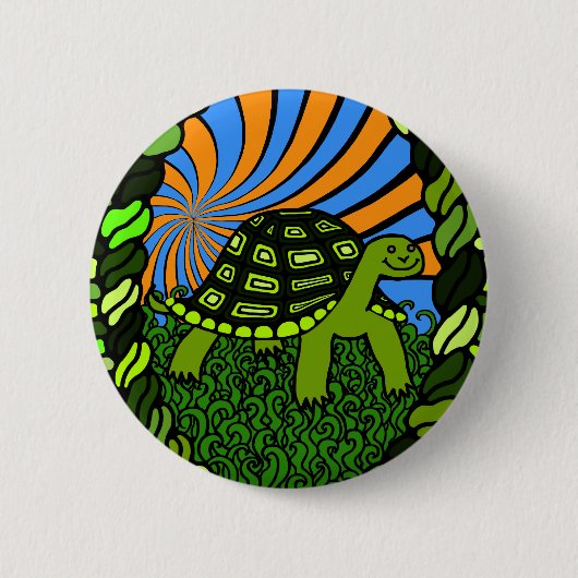 Badge Rond 5 Cm Bouton heureux de tortue (Devant)