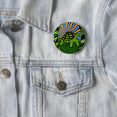 Badge Rond 5 Cm Bouton heureux de tortue (En situation)
