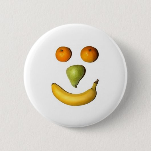 Badge Rond 5 Cm Bouton heureux de visage de fruit (Devant)
