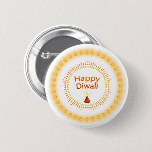 Badge Rond 5 Cm Bouton Heureux Diwali (Devant & derrière)