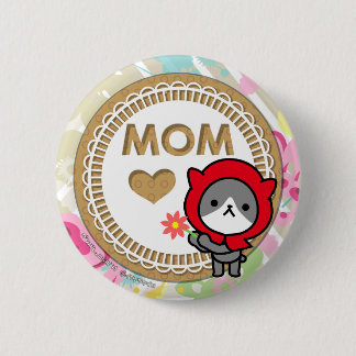 Badge Rond 5 Cm Bouton heureux du jour de mère - Kitty