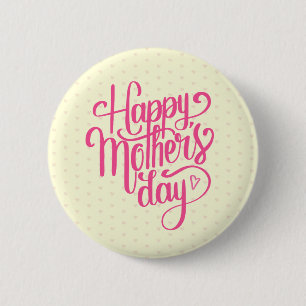 Badge Rond 5 Cm Bouton heureux élégant de Pin du jour de mère