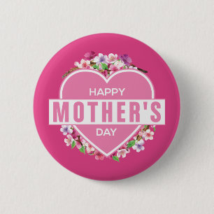 Badge Rond 5 Cm Bouton heureux floral élégant de Pin du jour de
