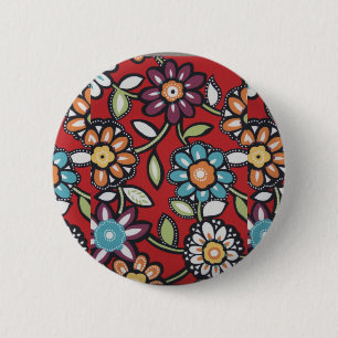 Badge Rond 5 Cm Bouton hippie à puissance de fleurs des années 7