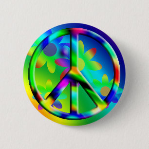Badge Rond 5 Cm Bouton Hippie d'alimentation de la fleur des signe