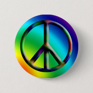 Badge Rond 5 Cm Bouton Hippie des signes de paix