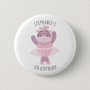 Badge Rond 5 Cm Bouton Hippo Ballerina
