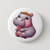 Badge Rond 5 Cm Bouton Hippo bébé mignon (Devant)