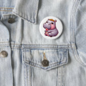 Badge Rond 5 Cm Bouton Hippo bébé mignon (En situation)