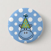 Badge Rond 5 Cm Bouton Hippo bleu (Devant)