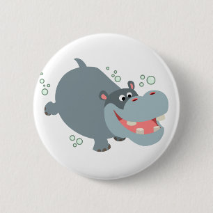 Badge Rond 5 Cm Bouton Hippo Bouton de natation mignonne