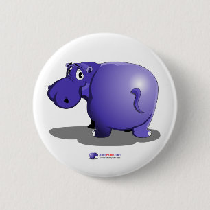Badge Rond 5 Cm Bouton Hippopotame Violet