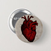 Badge Rond 5 Cm Bouton humain de coeur (Devant & derrière)