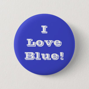 Badge Rond 5 Cm Bouton I Love Blue