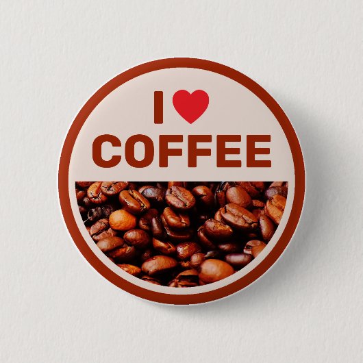 Badge Rond 5 Cm Bouton I Love Coffee™ (Devant)