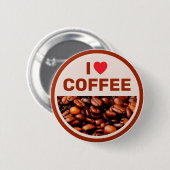 Badge Rond 5 Cm Bouton I Love Coffee™ (Devant & derrière)