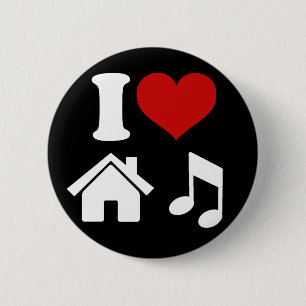 Badge Rond 5 Cm Bouton I Love House Music Ibiza DJ Dancing Party