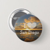 Badge Rond 5 Cm Bouton I Love San Diego California (Devant & derrière)
