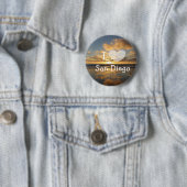 Badge Rond 5 Cm Bouton I Love San Diego California (En situation)
