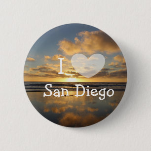 Badge Rond 5 Cm Bouton I Love San Diego California