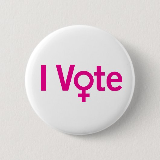 Badge Rond 5 Cm Bouton I Vote - Rose on White (personnalisable) (Devant)