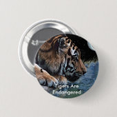Badge Rond 5 Cm Bouton Imaginaire de tigre (Devant & derrière)