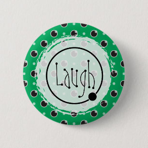 Badge Rond 5 Cm Bouton impertinent de rire de pois - vert