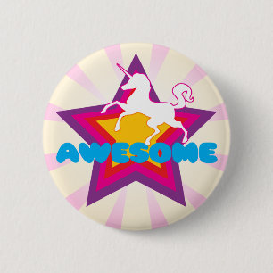 Badge Rond 5 Cm Bouton impressionnant de licorne