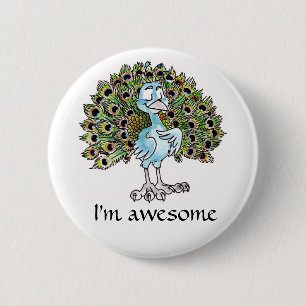 Badge Rond 5 Cm Bouton impressionnant de paon