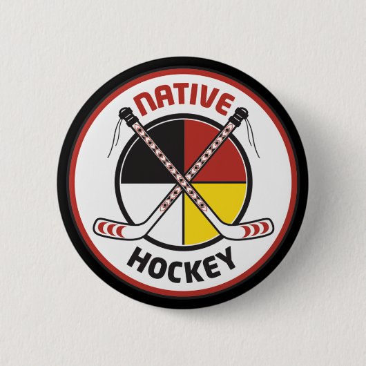 Badge Rond 5 Cm Bouton indigène de fan d'hockey (Devant)