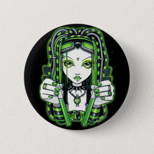 Badge Rond 5 Cm Bouton industriel foncé de "Vivian" Cybergoth Fae