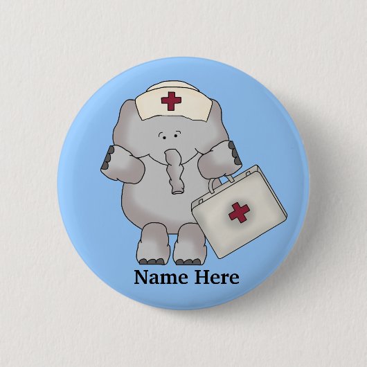 Badge Rond 5 Cm Bouton Infirmière Eléphant (Devant)