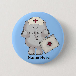 Badge Rond 5 Cm Bouton Infirmière Eléphant