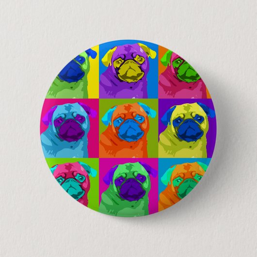 Badge Rond 5 Cm bouton inspiré de carlin (Devant)