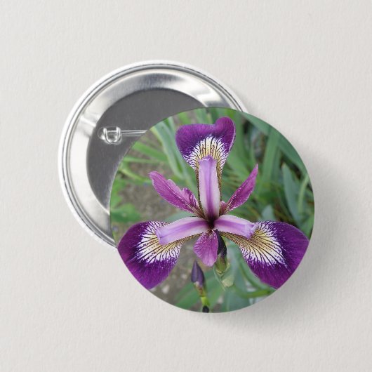 Badge Rond 5 Cm Bouton Iris violet (Devant & derrière)
